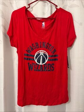 NBA Washington Wizards Red V-Neck Tee with Navy and White Logo